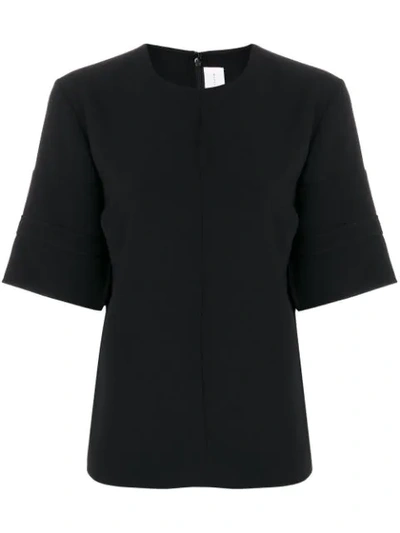 Victoria Victoria Beckham Wide Short Sleeve Blouse In Black