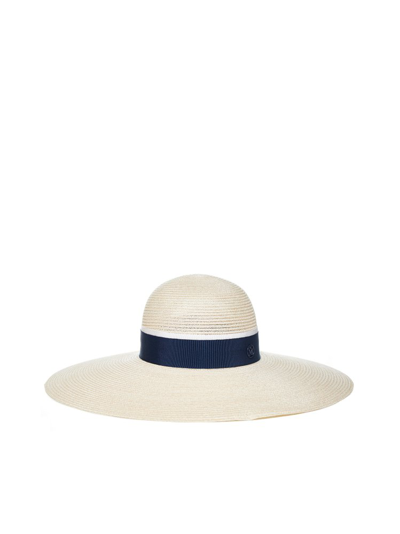 Maison Michel Womens Natural Navy Blanche Capeline Straw Hat S In Neutrals