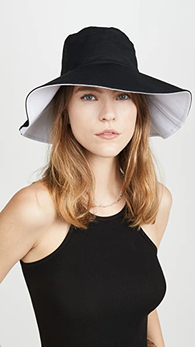 Hat Attack Canvas Reversible Sun Hat In Black/white