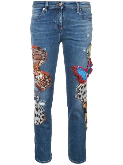 Roberto Cavalli Butterfly Skinny Jeans In Blue