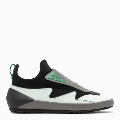 Ferragamo Black/grey/white Nile 1c Slip-on Trainers In Green