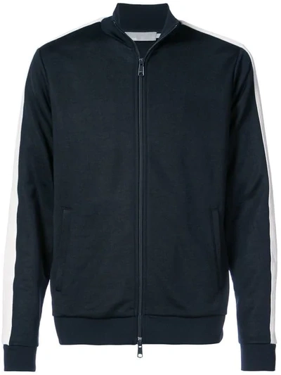 Vince Zipped Sports Jacket With Stripe In Black