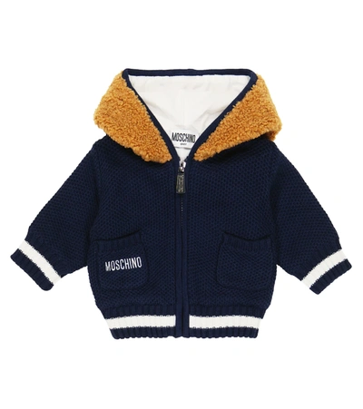 Moschino Babies' Teddy Bear-motif Zip-up Jacket In Navy Blue