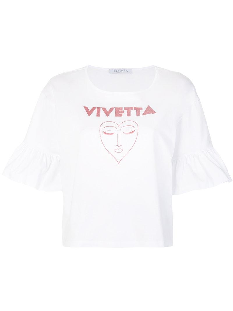 Vivetta Logo Print T-shirt In White | ModeSens