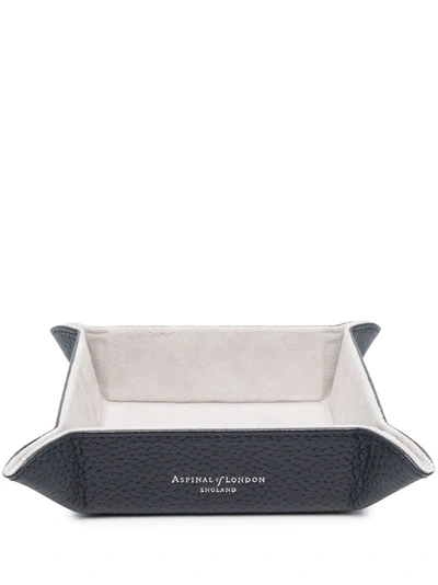 Aspinal Of London Tidy Leather Tray In Blue