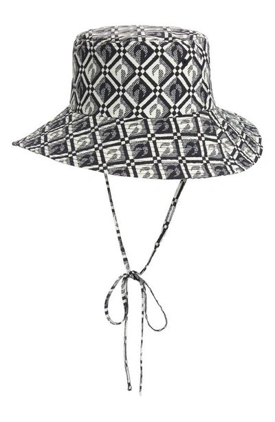 Marine Serre Moon-print Upcycled Wool And Recycled-polyester Blend Bucket Hat In Black