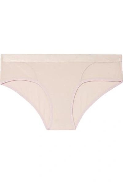 Skin Tulle-trimmed Stretch-organic Pima Cotton Jersey Briefs In Pastel Pink