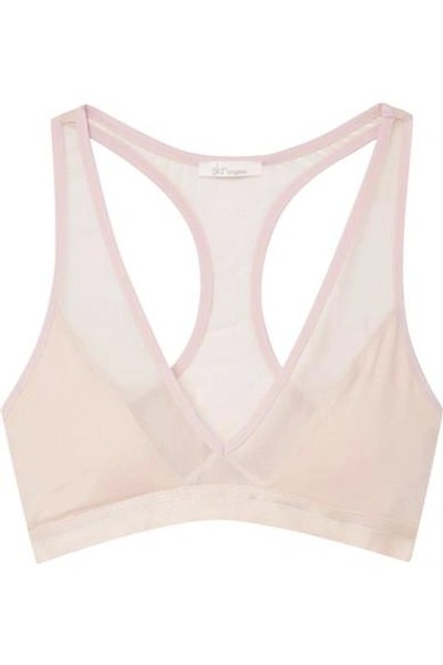 Skin Stretch Organic Pima Cotton-jersey And Tulle Soft-cup Bra In Pastel Pink