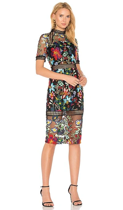 Vone Sheath Lace Dress In Red Multi Floral