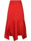 Victoria Beckham Asymmetric Slit Skirt In Red Candy