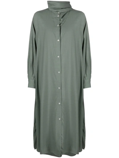 Studio Nicholson Hurn Snw Shirt Dress With Scarf In Green