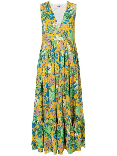 Msgm Floral-printed Cotton Dress In Multicolour