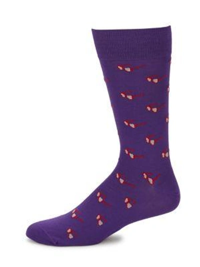 Paul Smith Glasses-print Socks In Purple