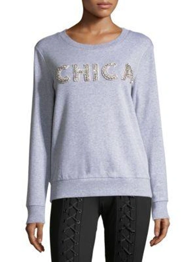 Scripted Chica Sweatshirt In Heather Grey