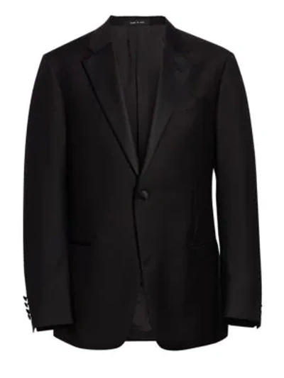 Emporio Armani G-line Classic Wool Notch Lapel Tuxedo In Black
