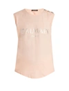 Balmain Logo-print Cotton-jersey Tank Top In Rosa