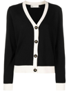 Tory Burch Colorblock Button-down Cashmere Cardigan In Black