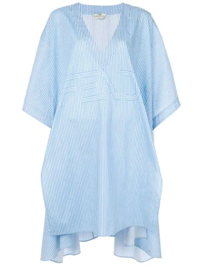 Fendi Striped Cotton-poplin Kaftan In Blue