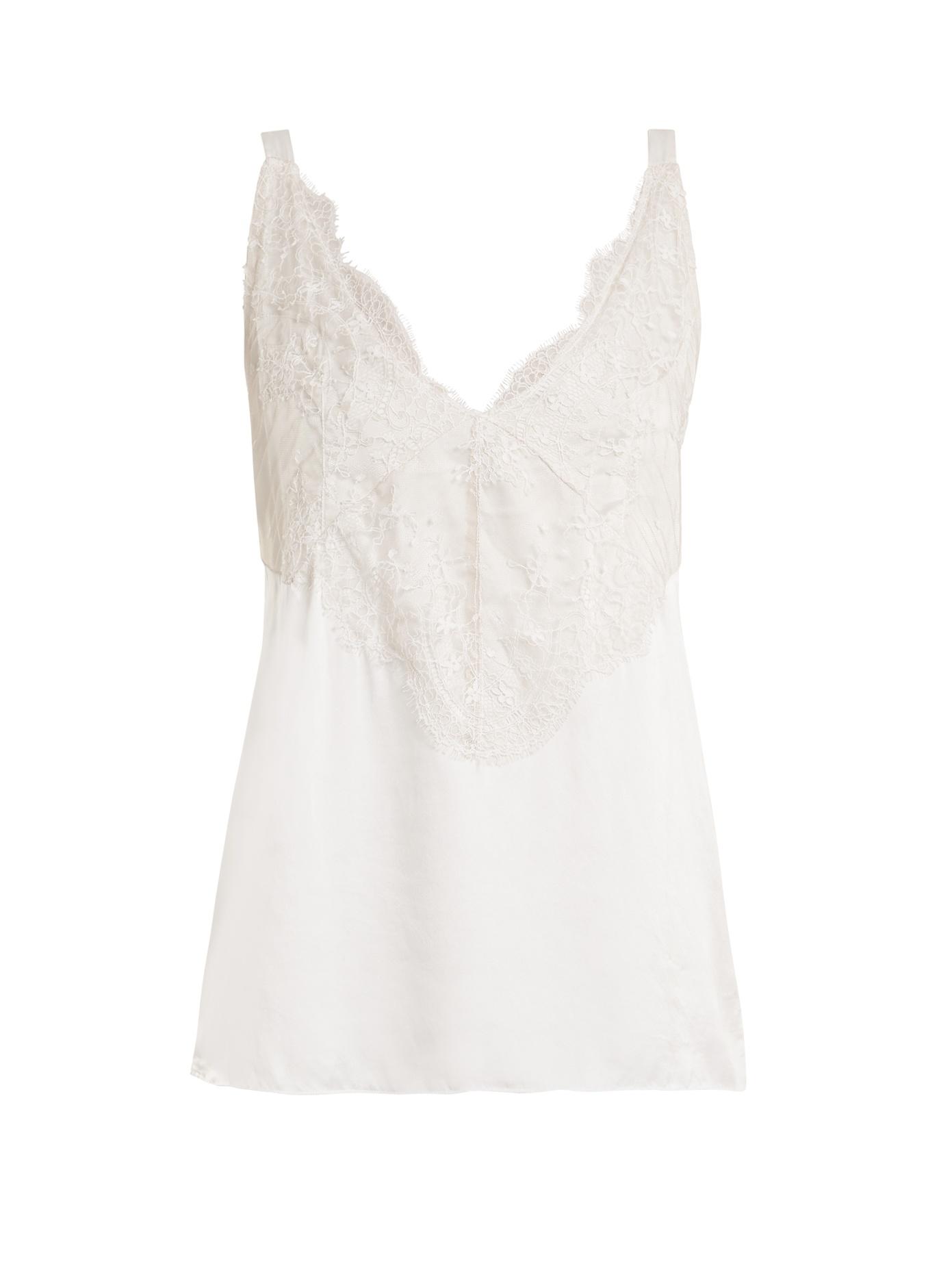 Icons Orchid Deep V-neck Silk-satin Cami Top In White | ModeSens
