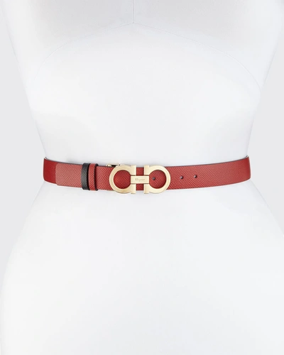 Salvatore Ferragamo Gancini-buckle Reversible Leather Belt In Rust