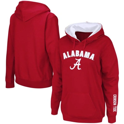 Colosseum Women's Crimson Alabama Crimson Tide Arch And Logo 1 Pullover Hoodie