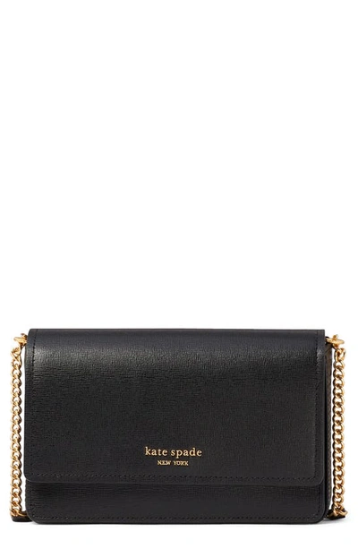 Kate Spade Morgan Leather Wallet On A Chain In Black