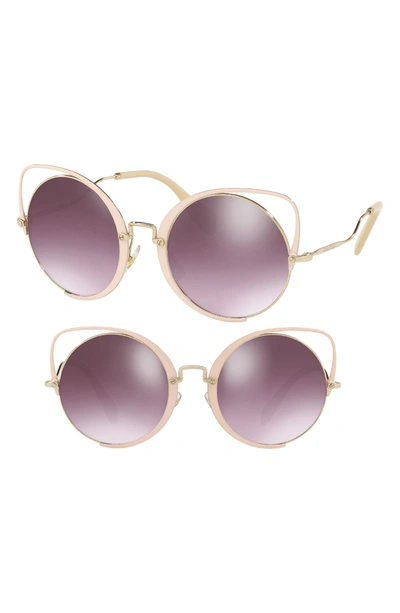 Miu Miu 54mm Round Lens Cat Eye Sunglasses In Violet