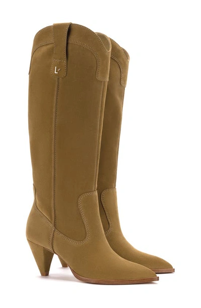 Larroude Louise Knee High Western Boot In Tobacco