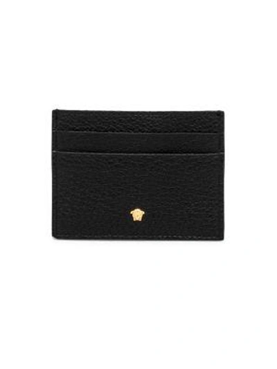 Versace Medusa Leather Card Case In Black Warm