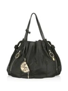 See By Chloé Extra Large Nylon Drawstring Hobo Bag In Black/gold