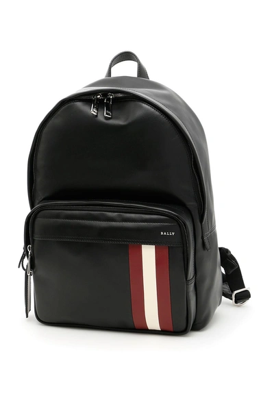 Bally Leather Backpack In Blackbianco