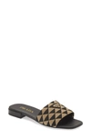 Prada Triangle Jacquard Flat Sandals In Black