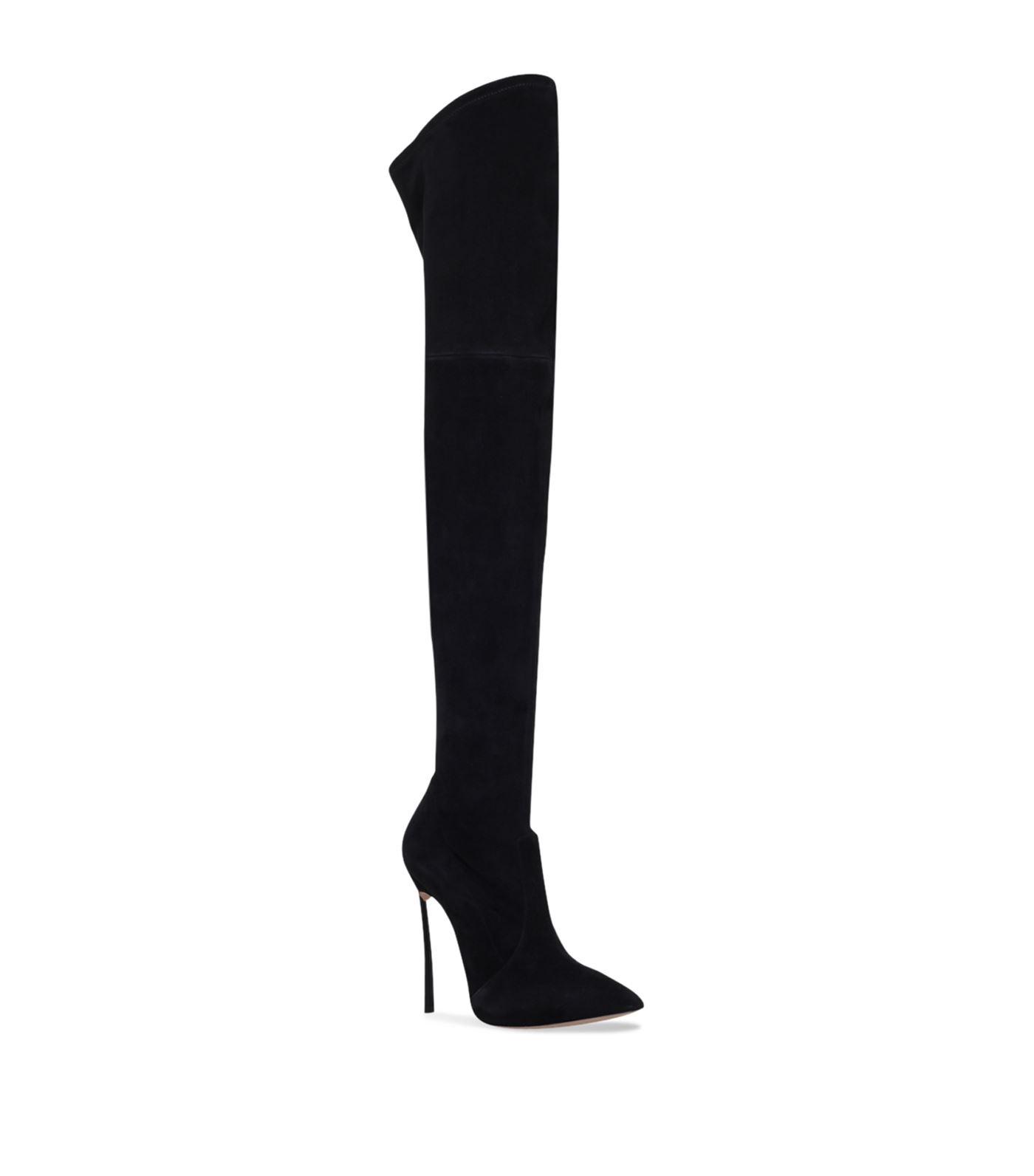 Casadei Suede Blade Over-the-knee Boots 120 In Black | ModeSens