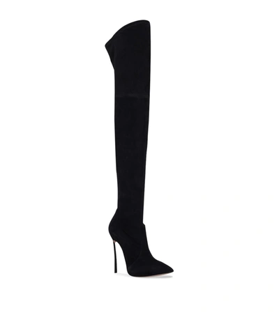 Casadei Suede Blade Over-the-knee Boots 120 In Black