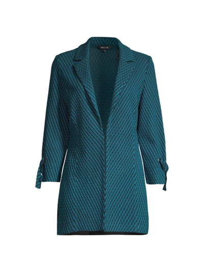 Misook Diagonal Stripe Tie Cuff Jacket In Green