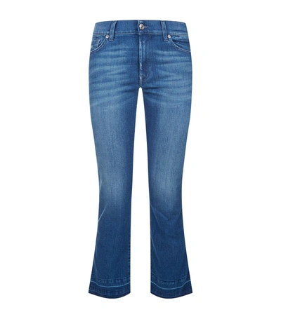 7 For All Mankind Cropped Unhemmed Bootcut Jeans In Blue