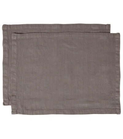 Once Milano Set Of 2 Linen Placemats In Blk