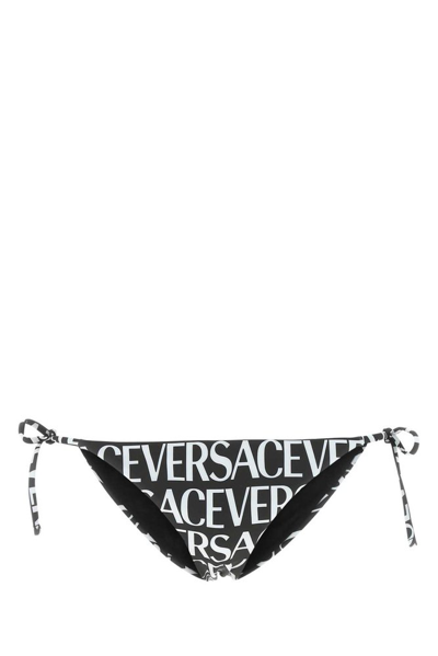 Versace Logo-print Tie-fastening Bikini Bottoms In Black