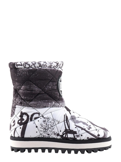 Dolce & Gabbana 35mm City Quilted Nylon Snow Boots In White