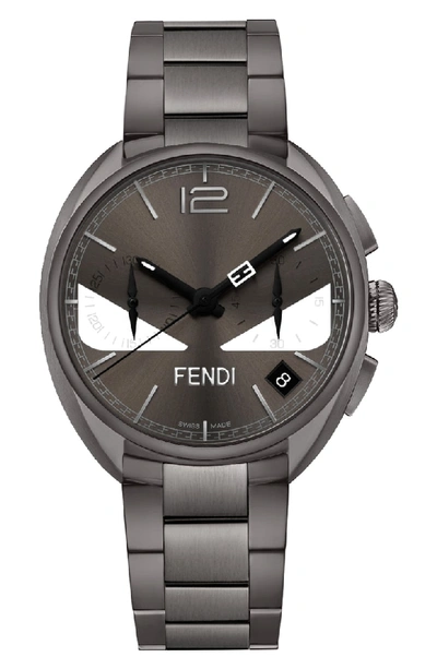Fendi Momento Bug Chronograph Bracelet Watch, 40mm In Grey/ Silver