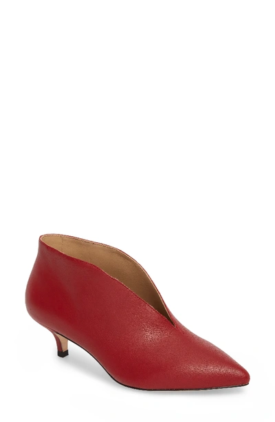 Pour La Victoire Women's Kora Leather Kitten Heel Booties In Scarlet