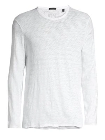 Atm Anthony Thomas Melillo Distressed Long Sleeve T-shirt In White