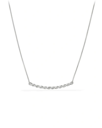 David Yurman Petite Paveflex 18k White Gold Station Necklace With Diamonds