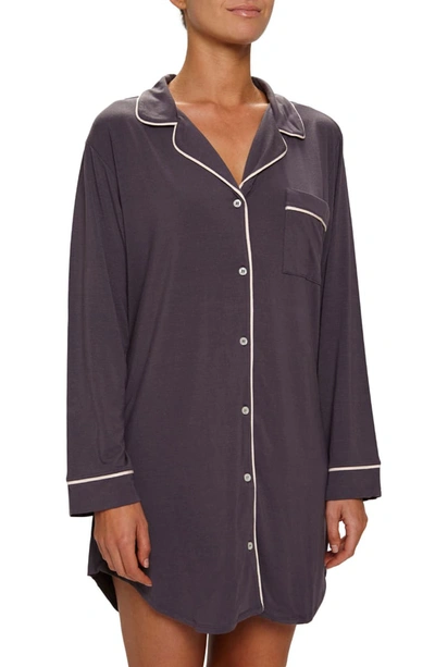 Eberjey Gisele Stretch Jersey Sleep Shirt In Pebble