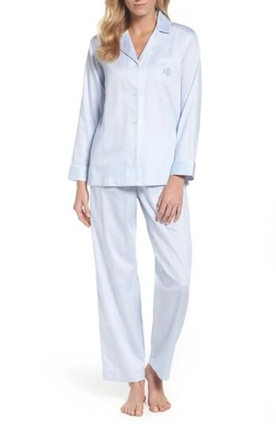 Lauren Ralph Lauren Stripe Sateen Pajamas In Blue Stripe