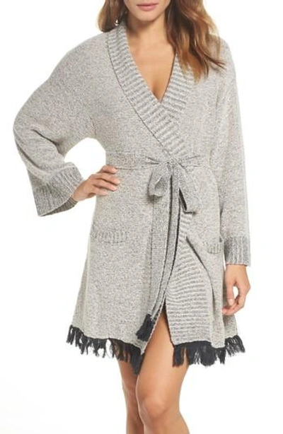 Skin Cozy Boucle Short Robe In Ivory Melange