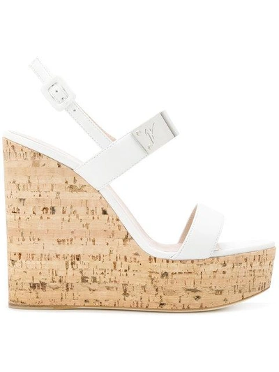 Giuseppe Zanotti Wedge Platform Sandals In White