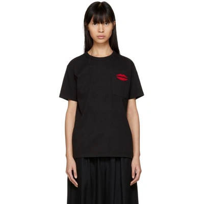 Bianca Chandon Black Nyc Lips Pocket T-shirt