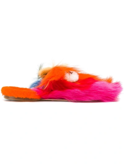 Anya Hindmarch Creeper Fluffy Sliders In Multicolour