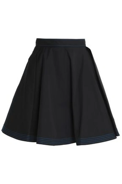 Msgm Woman Pleated Cotton Mini Skirt Black